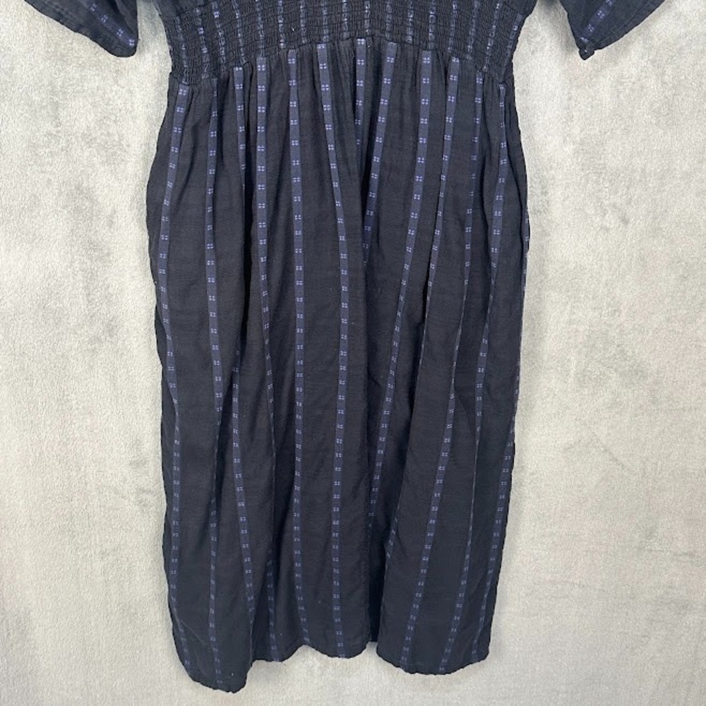 Ace & Jig Dress Womens 1X Black Blue V Neck Midi Comfort Boho Minimalist Indie - Picture 3 of 14